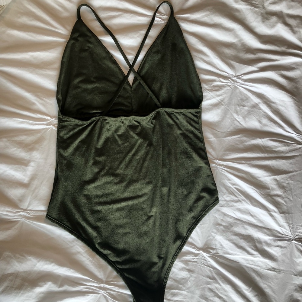 NWOT Green Suede Bodysuit - Picture 2 of 5